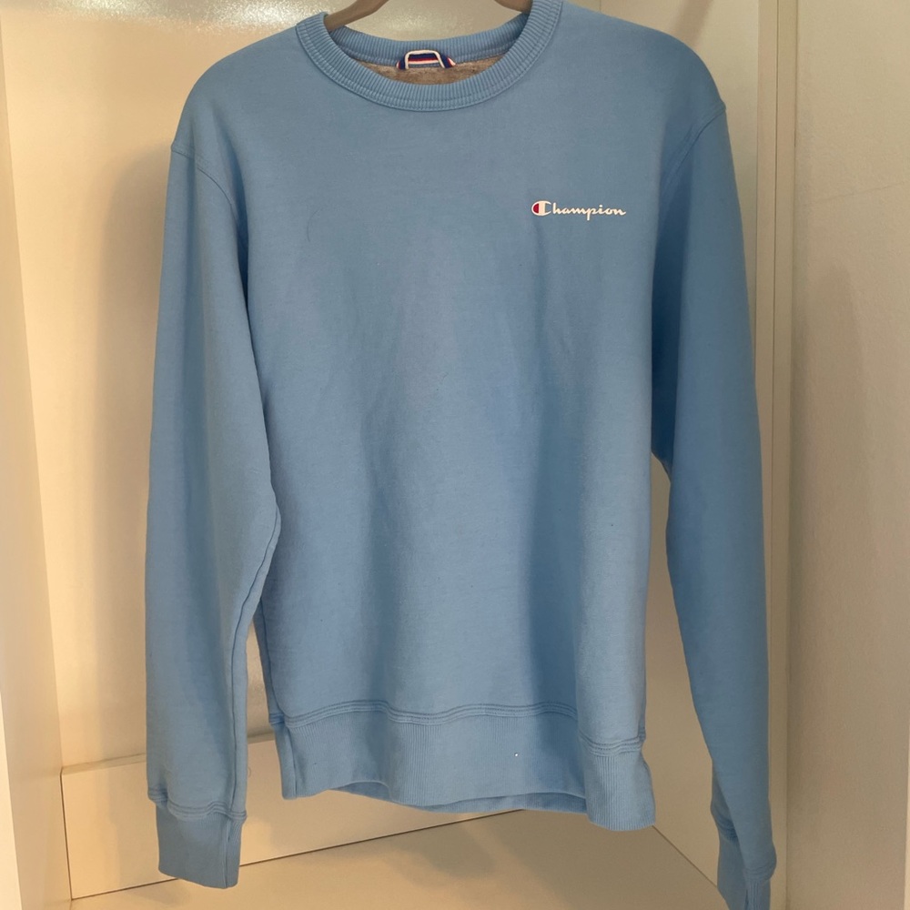 Champion Blue Crewneck Sweater Classic Design